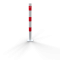 Barrier posts | Steel tube  60 x 2,5 mm | stationary | to be fixed by plugs | hot-dip galvanized and white coated withthree red reflecting stripes | without eyelet